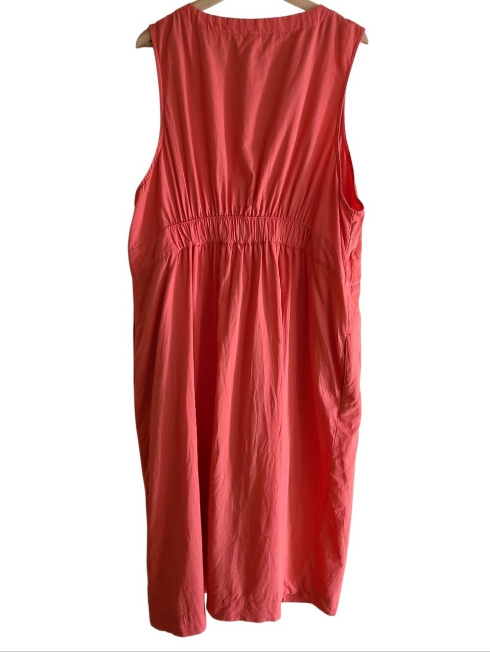 Pact Organic Cotton Linen Canopy Button Front Dress Coral Orange - Picture 12 of 17